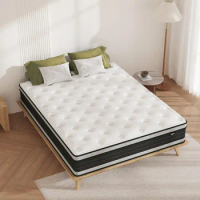 14 Inch Hybrid Pillow Top King Size Mattresses in a Box with Gel Memory Foam &amp; Individually Pocket Coils, Medium F