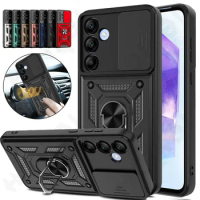 Case For Samsung S24 S23 S22 Ultra S21 S20 FE Galaxy A55 A35 A15 A54 4G 5G Camera Lens Cover Phone Ring Stand Armor rotate Cover