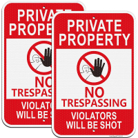 Notice Trespassers Will be Shot Sign 2Pack Private Property Signs 10"x8.6" No Trespassing Signs Rust