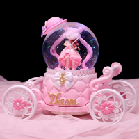 Pumpkin Carriage Music Box with You Crystal Ball Music Box Pink Beautiful Girl Music Box Female Stud
