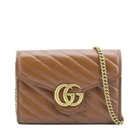 Gucci Diagonal Matelasse GG Marmont Brown Woc I16747C