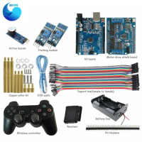 Wireless Handle Control Kit with R3 Board+ Motor Drive Shield Board+ Joystick Controller+ Active Buzzer for Arduino Robot Car