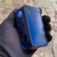 Leather Sleeve Case Trml T200 Motif logo Kulit Biru Benang Biru