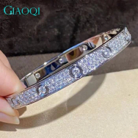 GIAOQI Original 925 Sterling Silver Total 5 Carat Excellent Cut Diamond Tester Past D Color Moissanite Bangle Female Jewelry