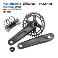 SHIMANO Deore M5100 Crankset MTB Bike FC-M5100-1 170mm 175mm 32T 34T 36T Chainring BB52 Bottom 10 / 11 Speed Crank Bicycle Parts