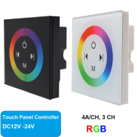 RGB Led Touch Dimming Panel, CCT Wall Mounted Led Dimmer, Single-color LED Controller DC 12V 24V 4A/CH For LED Strip