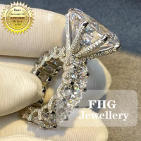 Luxury 10 Carat Oval shape Solid 9K Au375 White Gold Ring DVVS Moissanite Diamonds Wedding Party Engagement Anniversary Ring