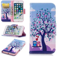 Cute Cartoon Animals Phone Cases For iphone7 7plus 100PCS kiss me Flip Wallet Case for iphone6s 6s Plus Book Cover for 5S SE