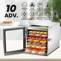 Food-Dehydrator Machine 8 Stainless Steel Trays, 500W Dehydrator for Herbs, Meat Dehydrator for Jerky, 190ºF Temperature Control