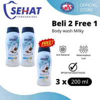 Beli 2 Gratis 1 Sehat Body Wash Sabun Cair Fresh Milk 200ml