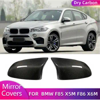 Dry Carbon Car Side Rear View Mirror Covers Caps For BMW F85 X5M F86 X6M 2014-2018 Add On Auto Side Mirror Cover Shell Sticker