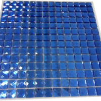 Blue 13 Edges Diamond Crystal Glass Mirror Mosaic Tiles for Wall Celing Display Cabinet DIY Decorate Outdoor Wall Sticker