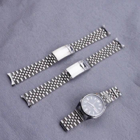 19mm Sliver Hollow Curved End Solid Screw Links Watch Band Jubilee strap For Seiko 5 SNXS73K1 SNXS75