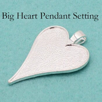 50 pcs - Big Heart Pendant Settings, Alloy Heart Bezel Pendant Blank, Big Artsy Heart Setting for Resin, Heart Frame Pendant