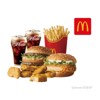 【麥當勞】大麥克+勁辣鷄腿堡+麥克鷄塊(6塊)+薯條(大)+可樂(中)*2好禮即享券