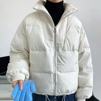 【巴黎精品】羽絨外套白鴨絨夾克-保暖禦寒寬鬆設計感立領短款女外套3色p1ah75