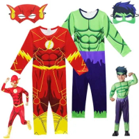 2023 Muscle boy Costume Kids Halloween Costumes for Boys Jumpsuits Superhero Cosplay Costumes Children's Day Festive Party Hulk