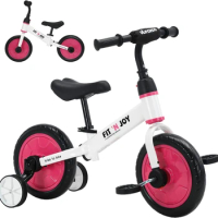 UBRAVOO Fit 'n Joy Beginner Toddler Training Bicycle for Boys Girls 2-4, 4-in-1 Kids Balance Bike with Pedals &amp; Training Wheels