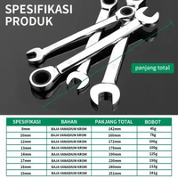 SKY - ISKU Kunci Ring Pas Set 11pcs 8-24mm/dengan tas penyimpanan Kunci pcs set 8-24mm Set 11 Pcs Ku