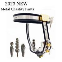 2023 New Metal Chastity Pants Male Chastity Belt with Anal Plug Chastity Lock Anti Cheating Abstinence Fetish Sex Toys Gay Men