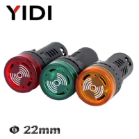 22mm AD16-22SM LED Panel Mount Indicator Light Buzzer 12V 24V 110V 220V Red Green Yellow Flash Led Buzzer Alarm Signal Lamp