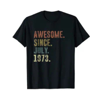50th Birthday Retro Vintage Awesome Since July 1973 T-Shirt for Women Men Clothing Letter Tee Top 50 Years Old Clothes Gift Idea