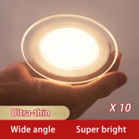 10PCS LED Downlights Recessed Ceiling Lamp Ultra-thin Wide Angle Three Color Dimmable Home Room Atmosphere Led Spot Lights 220V