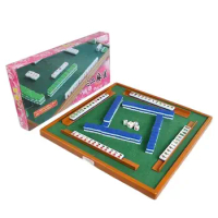 Mini Travel Mahjong Set Portable 144 Tiles Acrylic Material Mah-Jong Acrylic Traditional Game Mini Mahjong Board Game Sets For