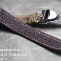 20mm 21mm 22mm Men Handmade Genuine Leather Watch Strap Retro Brown Crazy Horse Leather Watchband for IWC PILOT PORTUGIESER