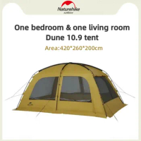 Naturehike 2-4 People Camping Tent Outdoor Travel Large Space Family Tent One Bedroom&amp;one Living Room Silver Coated UPF 50+ Tent