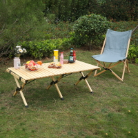 戶外折疊桌蛋捲桌野餐桌實木桌便捷式桌椅地旅行折疊椅