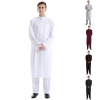Bộ Đồ Hai Mảnh, Phong Cách Hồi Giáo, Màu Trơn Dành Cho Nam Giới, Djellaba Thông Dụng, Phong Cách Bán