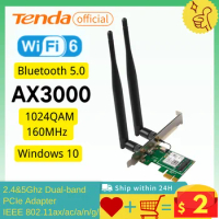 Tenda WiFi 6 USB Adapter AX3000 Wireless Card Intel PCIe Adapter 2.4G 5Ghz Dual Band Network Card BT 5.0 For MAC IOS Android