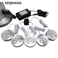 6pcsx3W/Set LED Puck Light LED Downlights White/Silver Led Puck Light for Under Kitchen Cabinets Home Counter Closet Furniture