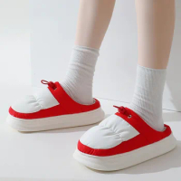 2022 new xiaomi Cotton slippers winter home thickening warm couple non-slip thick bottom plush cotton shoes water-proof