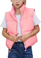 Gihuo Girls Winter Puffer Vest Lightweight Water-Resistant Quilted Vests Cropped Warm Kids Sleeveles