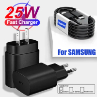PD3.0 25W Fast Charger For Samsung Galaxy S23 S21 S22 S20 S9 S10+ Note 20 Ultra USB Type C Cable for A52 A72 F52 Charger