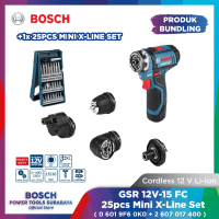 Mesin Bor Obeng Baterai Bosch GSR 12V-15 FC & 25 pcs Screwdriver Bit