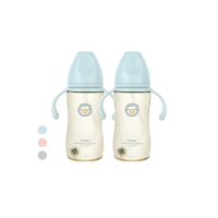 【PUKU 藍色企鵝】飽飽歐蕾PPSU寬口防脹練習奶瓶330ml(2入)