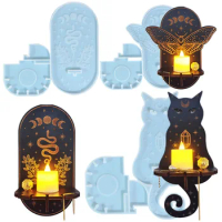DIY Crystal Resin Silicone Mold Magic Cat Wall Candlestick Display Organizer for Living Room Bathroom Home Decor Gift