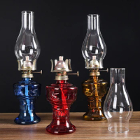 Oil Lamp Glass Kerosene (Large), Kerosene Oil Lantern for Rustic Decor Style, Hurricane Lamp, Oil Lamps for Indoor