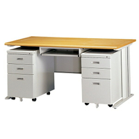 【YUDA】60-CD木面灰體辦公桌(鐵鍵盤/活動櫃2個) 905色 4件組/辦公桌/寫字桌