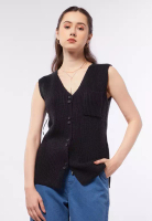 et cetera Knit Vest with Patch Pocket BLACK