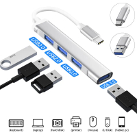 whatter 4 พอร์ต การส่งข้อมูล Expander Dock Station USB 3.0 Splitter Type-C 3.1 USB C HUB For แล็ปท็อ