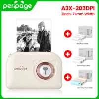 3'' PeriPage A3X Thermal Printer Wireless Bluetooth Label Maker Pocket Photo Printer Support 77mm / 58mm Thermal Paper Sticker