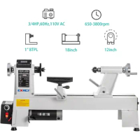 12" x 18" Wood Lathe, Benchtop Wood Lathe Machine 3/4 HP Infinitely Variable Speed 650-3800 RPM with Goggle for Woodworking
