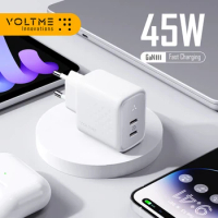 VOLTME GaN 45W USB Charger Fast Charging USB Type C Travel Wall Charger 2.0 For Samsung Galaxy S23 Ultra/Note 20/MacBook/ipad