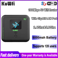 KuWFi 5G Wifi Router 1800Mbps MiFi Dual Band 2.4Ghz&amp;5.8Ghz Wireless Router Protable Mobile 4G Hotspot With Gigabit LAN Port