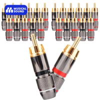 Musical Sound 50 Pieces RCA Plug Solderless Hi End 24K Gold Plated Male Audio Video Cable Wire Adapter RCA Connectors Jack