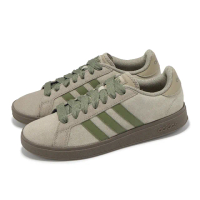 【adidas 愛迪達】休閒鞋 Grand Court Base 00s 男鞋 棕 綠 麂皮 復古 愛迪達(JR7078)